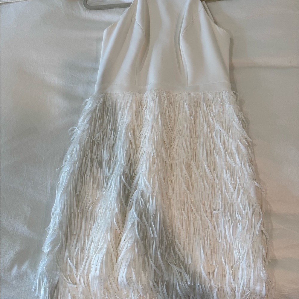 Bridal white fun and flirty fringe Dress